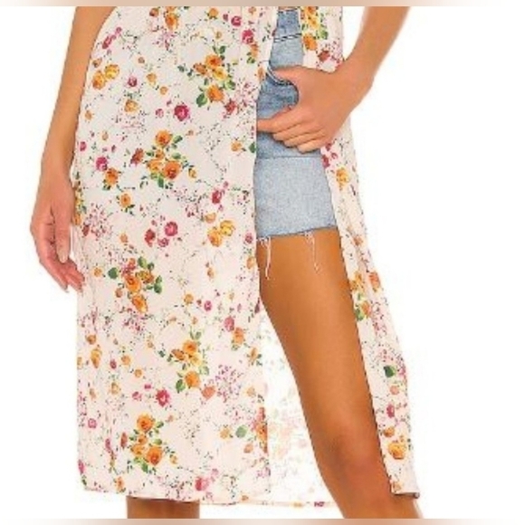 Revolve x House of Harlow 1960 Maeve Midi Floral Top Puff Sleeves Leg Slit S - Picture 9 of 16